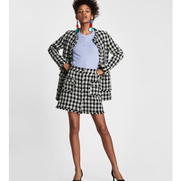 NWT ZARA BASICS TWEED SKIRT - Picture 2 of 8